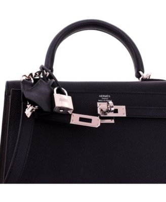 Kelly 25 Handbag Black Epsom with Palladium Hardware