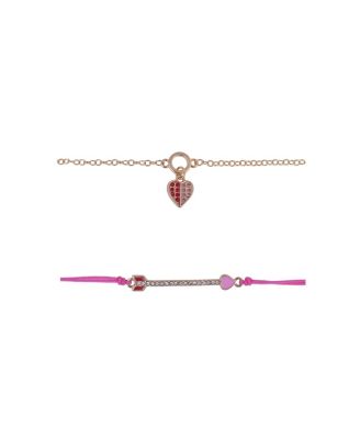 Glass Stone Valentine s Day Bracelet Set Brass
