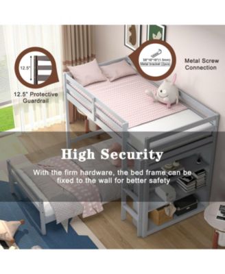 Loft Bed with Storage Shelves