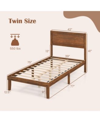 Rubberwood Bed Frame with Headboard