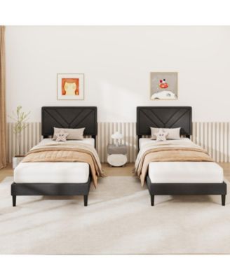 Linen Upholstered Bed Frame with Tufted Headboard