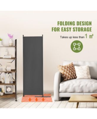 4-Panel Freestanding Fabric Room Divider with Metal Frame