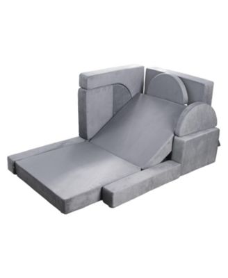 14-Piece Modular Kids Play Couch with Armrests, Convertible Sectional Toddler Sofa