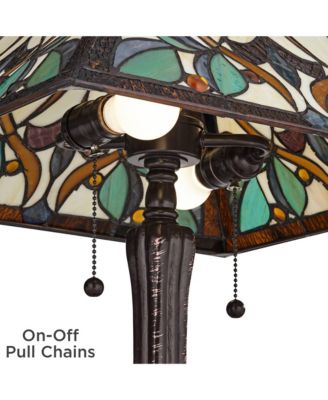 Table Lamp 25" High Tiffany Style Stained Glass Art Shade for Living Room Family Bedroom Bedside Nightstand
