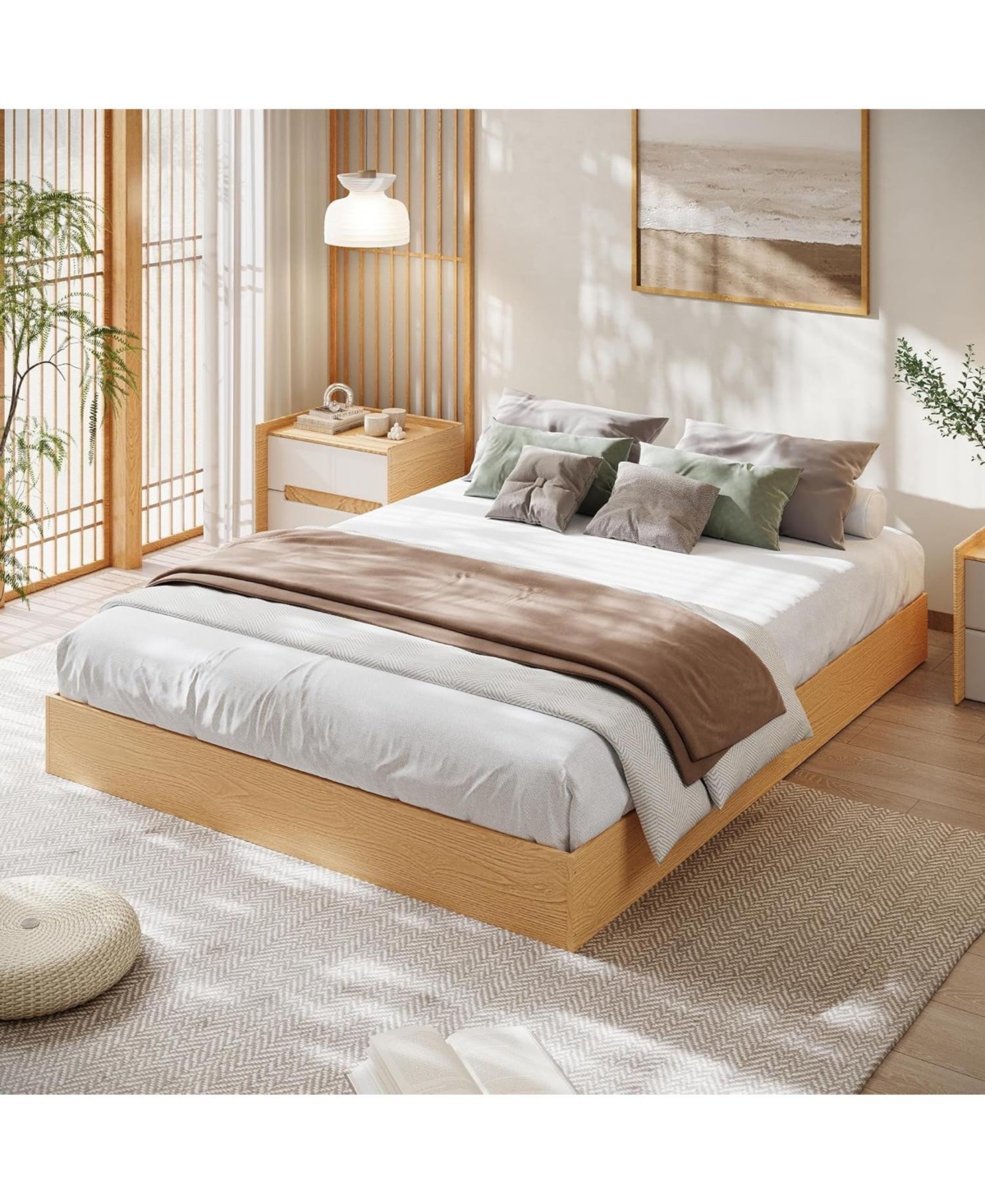gaomon Wood Platform Bed Frame Minimalist Wooden Bed Slat Support No Box Spring Easy Assembly