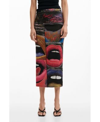 Women's Printed Skirt With Lips