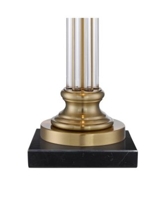 Rolland Traditional Table Lamp with Square Marble Riser 30" Tall Antique Brass Crystal Shade for Living Room Home