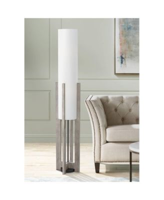 Arrista Modern 63" Tall Standing Floor Lamp Cylinder Foot Switch Wood Wash Finish Living Room Bedroom