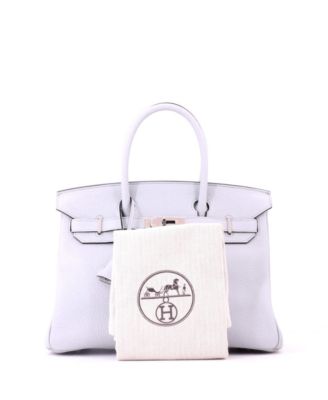 Birkin 30 Handbag Blue Clemence with Palladium Hardware