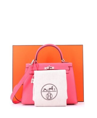 Kelly 25 Handbag Pink Chevre Mysore with Palladium Hardware
