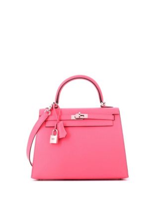 Kelly 25 Handbag Pink Chevre Mysore with Palladium Hardware