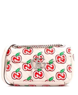 Small GG Marmont Flap Bag Printed Diagonal Quilted Leather