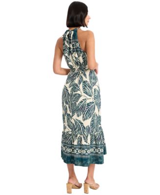 Women's Halter Neck Printed Midi Dress