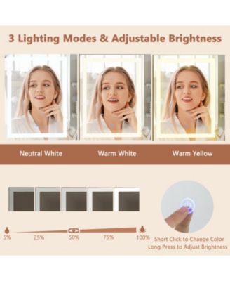 Vanity Desk with Lighted Mirror Storage Cabinet and Cushioned Stool