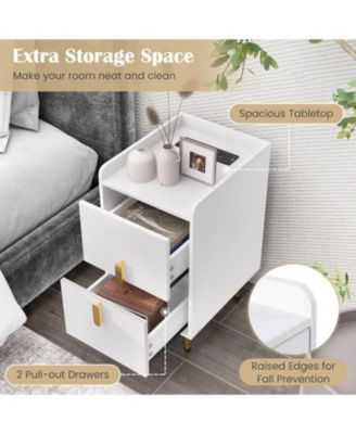 Nightstand with 2 Drawers and USB Charging Ports