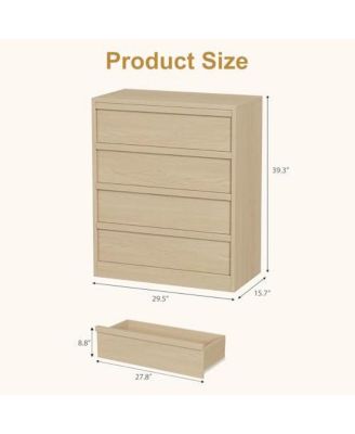 4 Drawer Dresser for Bedroom, 39in Tall Nightstand 4 Chest of Drawers with Large Storage