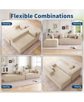 106.7" Modular Sectional Sofa, L-Shaped Cloud Couch with Chaise, Deep Seat Chenille