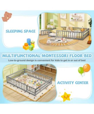 Kids House Bed Frame with Safety Guardrails