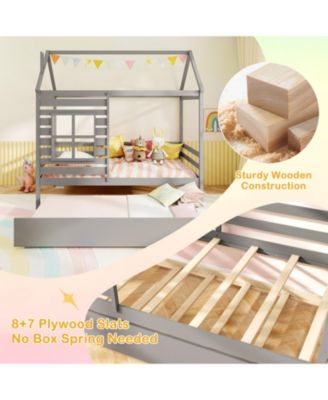 Kids House Bed Frame with Safety Rails