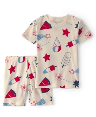 Boys' or Girls' Toddler 2T-5T Fourth of July Short-Sleeve Cotton Pajamas, 2-Piece Set
