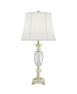Traditional Table Lamps 28.75" Tall Set of 2 Faceted Crystal and Brass  Bell Shade for Living Room Family Bedroom