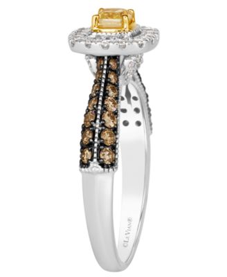 Vanilla Diamond (0.22 ct. t.w.), Sunny Yellow Diamond (0.23 ct. t.w.) & Chocolate Diamond (0.37 ct. t.w.) Ring in 14k Two-Tone Gold