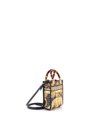 Mini x Versace Fendace Convertible Sunshine Shopper Tote Printed Laminated Leather