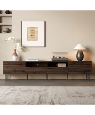 78.7 Inch Rustic TV Stand for TVs , Wood Media Console Entertainment Center with 2 Doors, Drawers and Open Shelves for Living Room