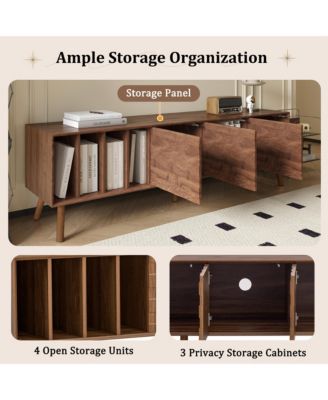 70" TV Stand for TVs , Media Console Table with 3 Doors and Vertical Open Shelves, Modern Entertainment Center for Living Room