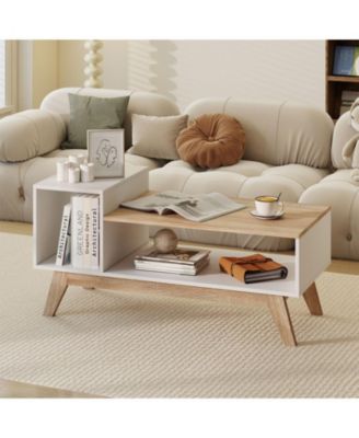43 in Stepped-Top Coffee Table with Color Block Design and Storage