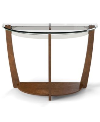 40 in Half-Moon Tempered Glass Console Table with Open Shelf