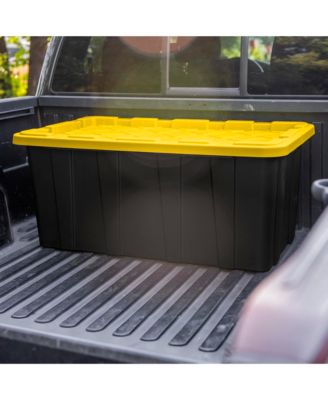 38 Gallon Industrial Stackable Storage Tote Lidded Containers, 8 Pack