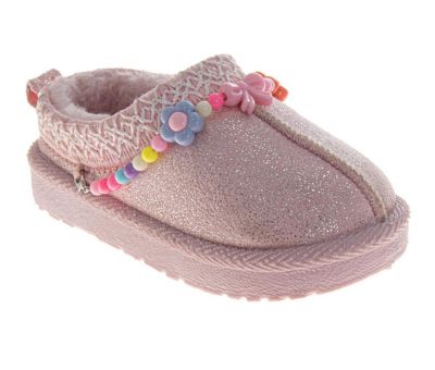 Big Girls Beaded Plush Slip On Slippers (Toddler)