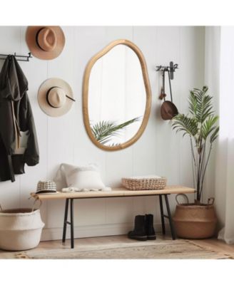 32"x22" Irregular Asymmetrical Wall Mirror, Wavy Abstract Accent Mirror for Living Room Bathroom Bedroom Entryway