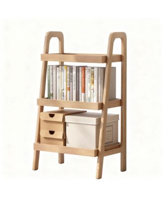 Solid Oak 3 Tier Ladder Shelf Small Bookshelf Stable Frame Living Room Bedroom