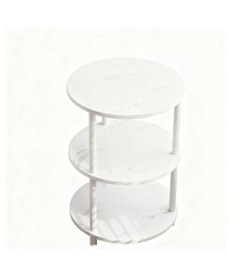 Small Round End Table 3 Tier Industrial Nightstand Side shelf Bedroom Living Room