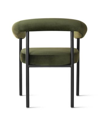 Set of 2 Velvet Upholstered Dining Armchairs Curved Arms Metal Frame