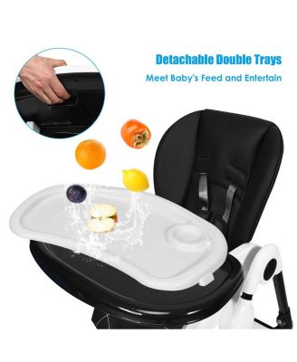 A Shaped Baby High Chair with Lockable Wheels