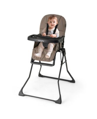 Compact Baby High Chair with Removable Tray and PU Cushion