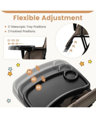 Compact Baby High Chair with Removable Tray and PU Cushion