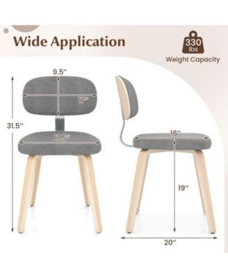 Chenille Upholstered Wooden Dining Chairs Set of Two
