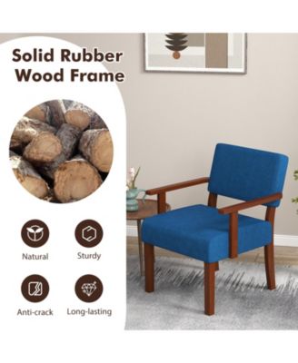 Linen Upholstered Accent Chair with Padded Seat and Back