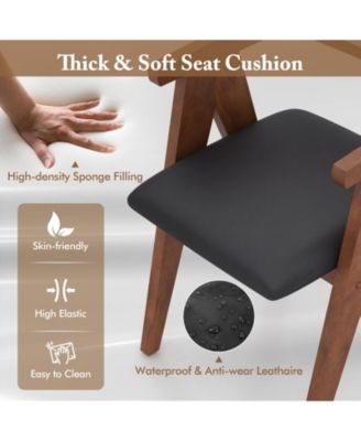 Mid Century Wooden Accent Chairs Set with Padded Seats