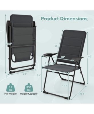 Two Piece Outdoor Folding Patio Chairs with Adjustable Backrest