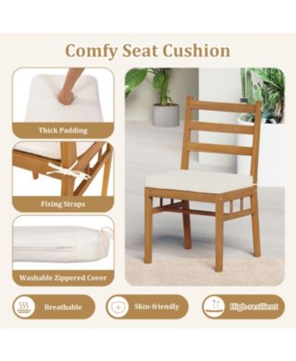 Outdoor Wooden Dining Chairs Set of Four with Cushioned Seats