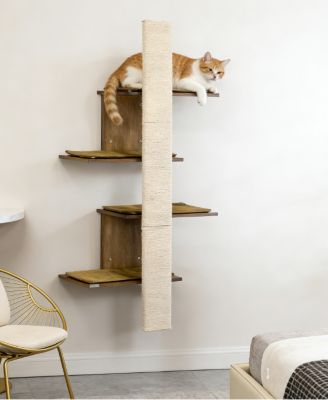 Zeus and Ruta 4 Layer Wall Mounted Cat Climbing Shelves Modern Kitty Condo Tower Space Saving Indoor Cat Furniture