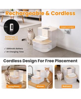 Zeus and Ruta Cordless Pet Water Fountain 4.5L Dual Tank Filtration Automatic Cat Dog Dispenser Easy Clean Design