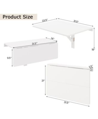 31.5 x 23.5 Inch Wall Mounted Folding Table for Small Spaces
