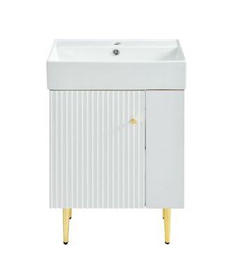 Rectangular Ceramic Bathroom Vessel Sink, Scratch and Stain Resistant, Modern White Countertop Basin, 21.6"x12.2"x5.1"