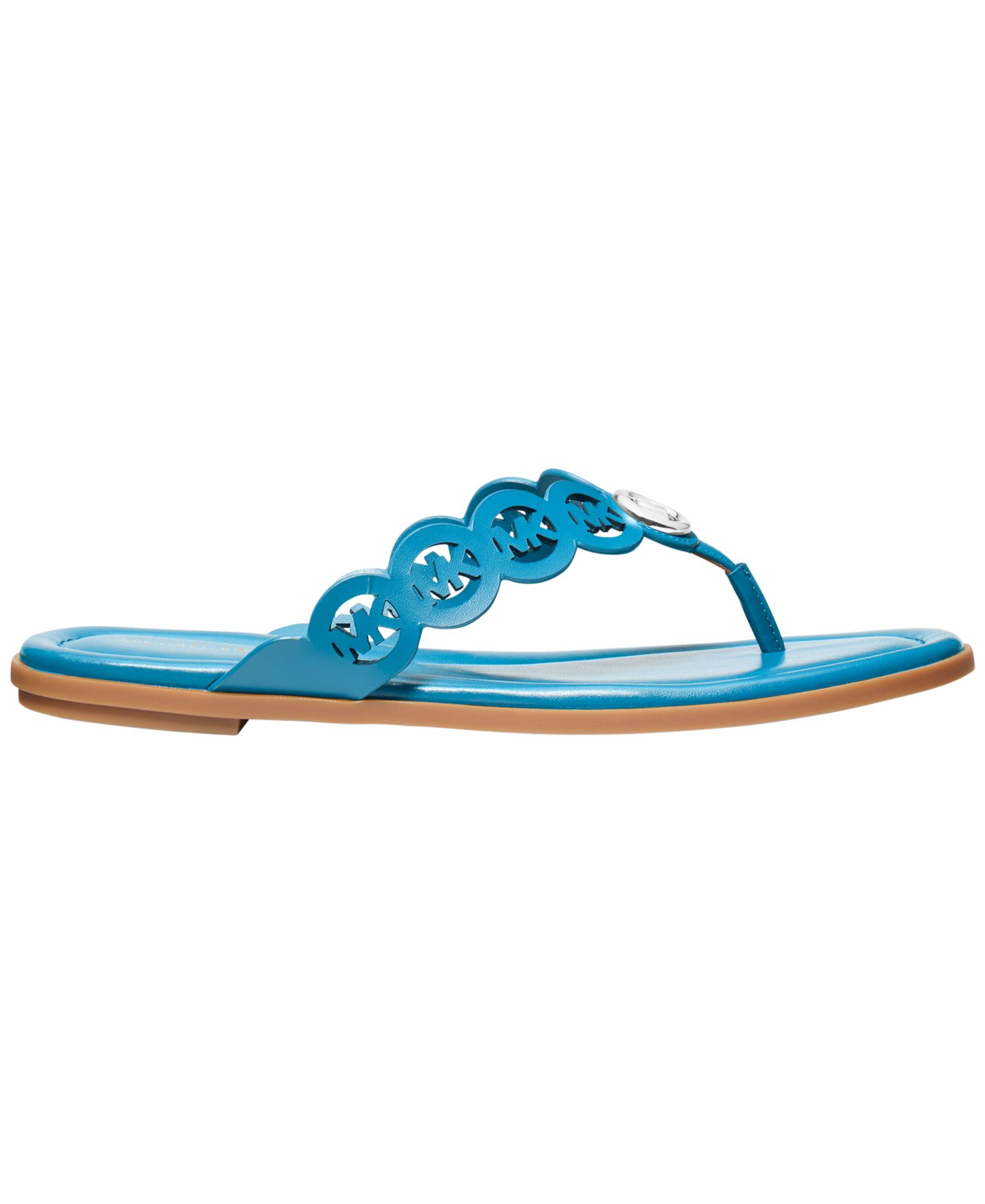 Женские сандалии Michael Kors Janie Thong Flat, цвет: Синий кожаный — фото 2